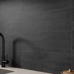 Faïence murale effet béton noir mat L.60 x l.20 cm x ép.9,5 mm, Gallery-Ecoceramic Hot