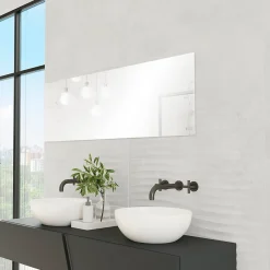 Faïence murale effet béton gris clair mat décor vague L.90 x l.30 cm x ép.10,5 mm, Unik-Baldocer Hot