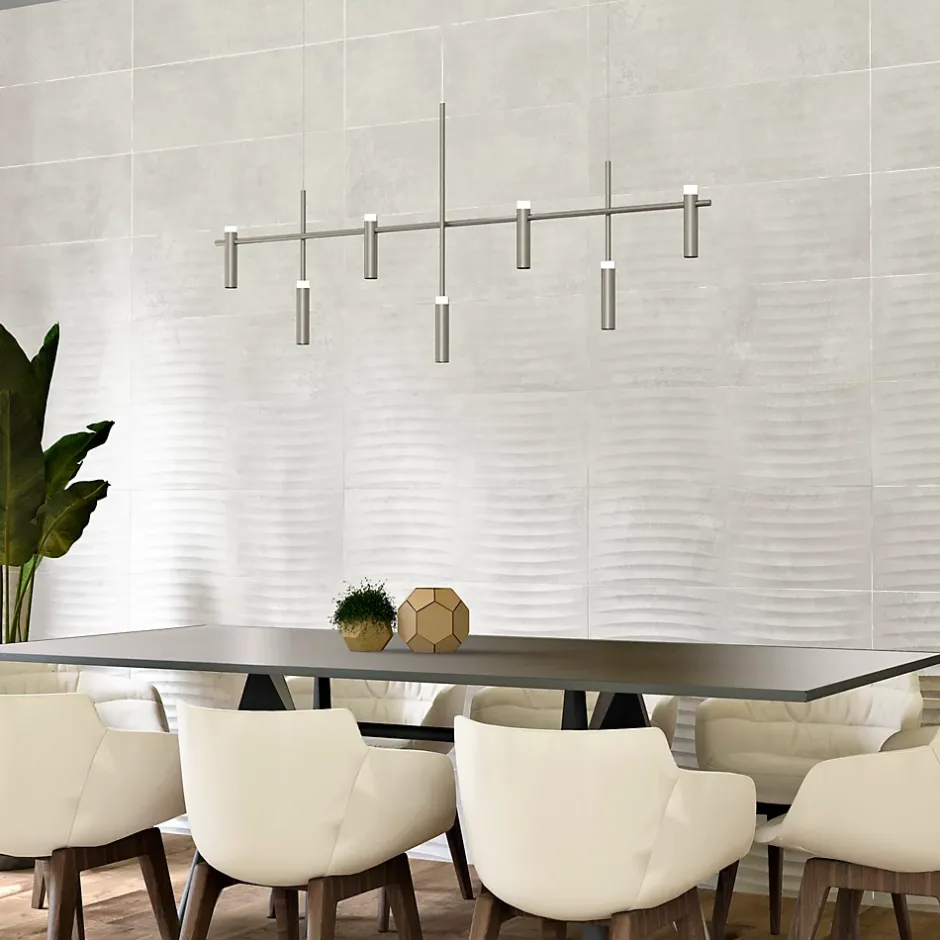 Faïence murale effet béton gris clair mat décor vague L.90 x l.30 cm x ép.10,5 mm, Unik-Baldocer Hot