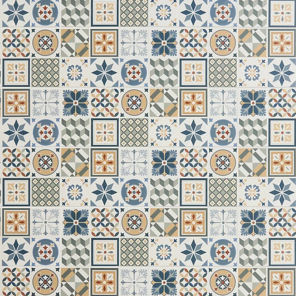 GoodHome Faïence murale effet carreaux de ciment tons beiges et bleus L.60 x l.20 cm x ép.8,3 mm, Konkrete