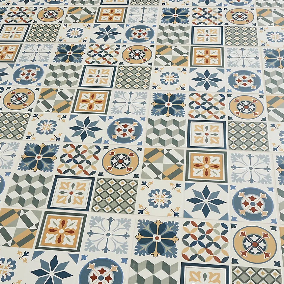 GoodHome Faïence murale effet carreaux de ciment tons beiges et bleus L.60 x l.20 cm x ép.8,3 mm, Konkrete