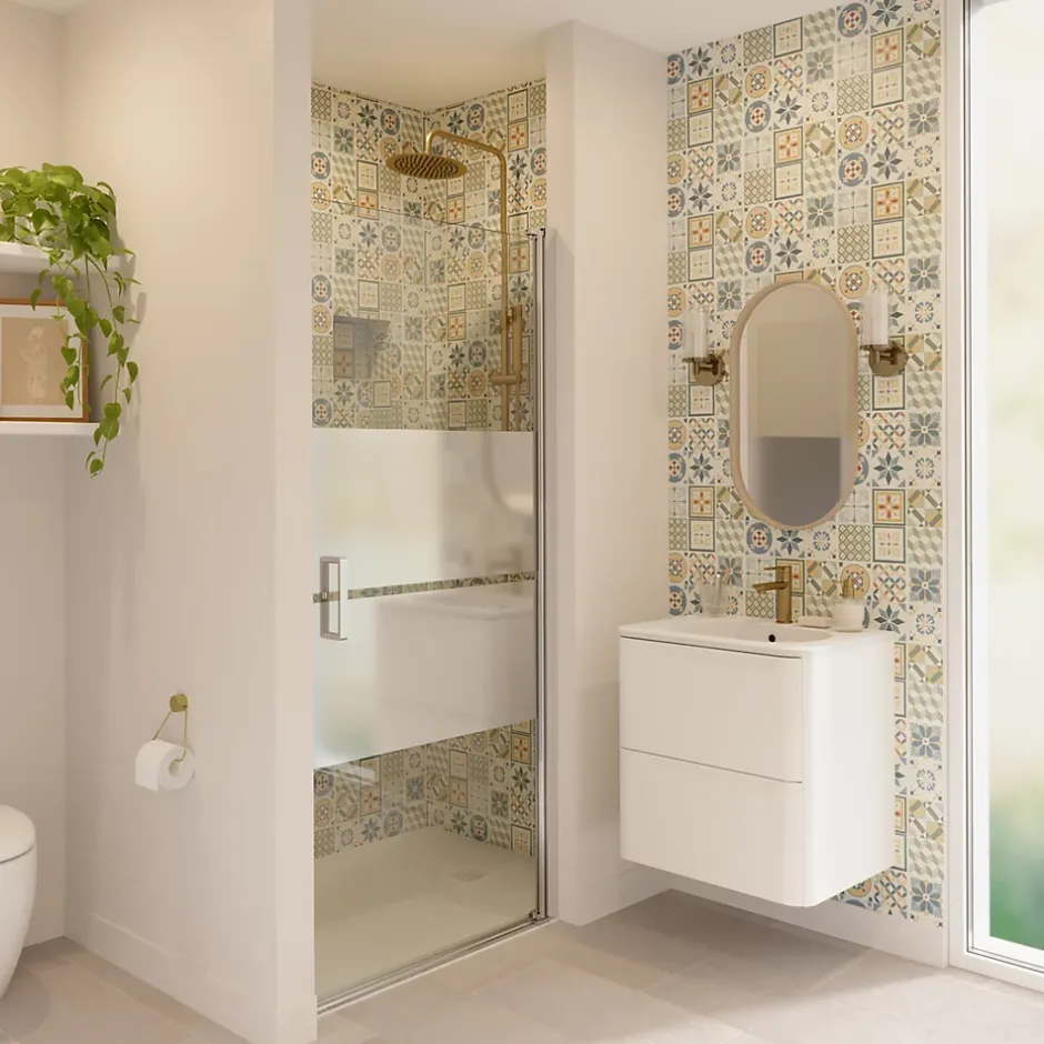 GoodHome Faïence murale effet carreaux de ciment tons beiges et bleus L.60 x l.20 cm x ép.8,3 mm, Konkrete