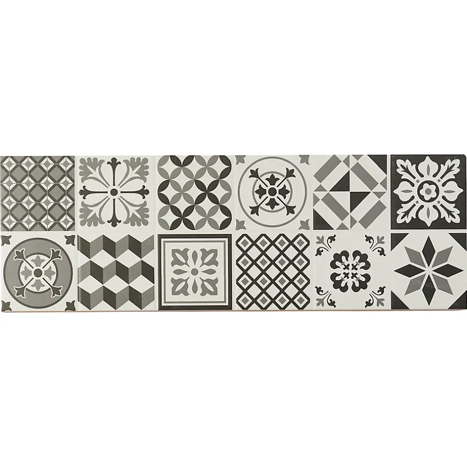 GoodHome Faïence murale effet carreaux de ciment tons noirs et blancs L.60 x l.20 cm x ép.8,3 mm, Konkrete