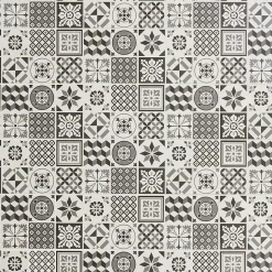 GoodHome Faïence murale effet carreaux de ciment tons noirs et blancs L.60 x l.20 cm x ép.8,3 mm, Konkrete