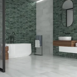 Ecoceramic Faïence murale effet marbre vert brillant L.60 x l.31,6 cm x ép.9 mm, Soul