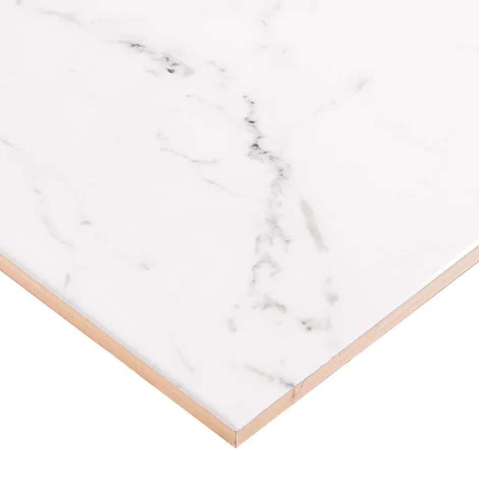 GoodHome Faïence murale effet marbre blanc L.60 x l.20 cm x ép.9,4 mm, Aruma