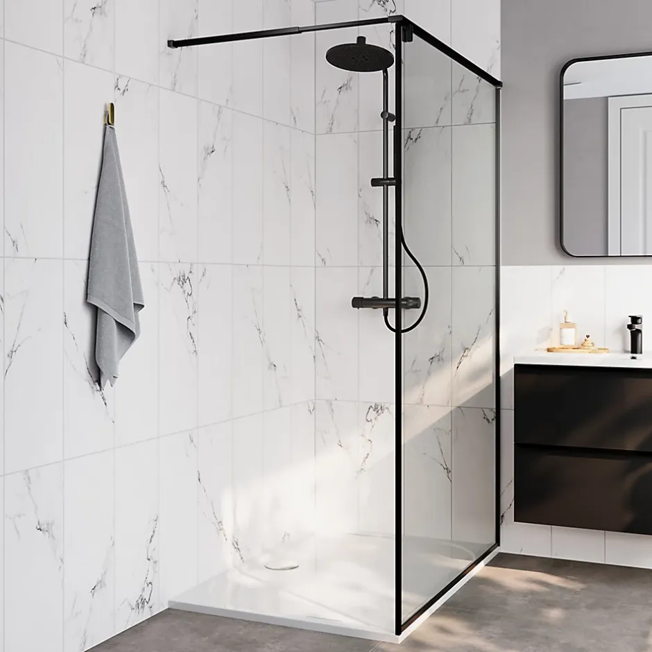 GoodHome Faïence murale effet marbre blanc L.60 x l.20 cm x ép.9,4 mm, Aruma