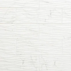 GoodHome Faïence murale effet marbre blanc décor vagues L.60 x l.20 cm x ép.9,4 mm, Aruma