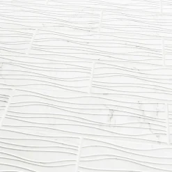 GoodHome Faïence murale effet marbre blanc décor vagues L.60 x l.20 cm x ép.9,4 mm, Aruma