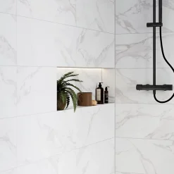 GoodHome Faïence murale effet marbre blanc mat L.90 x l.30 cm x ép.8,7 mm, Oazis