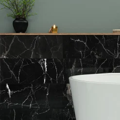 Faïence murale effet marbre noir brillant L.60 x l.20 cm x ép.9,4 mm, Aruma-GoodHome Best