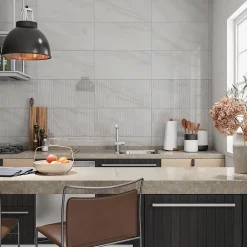 Ecoceramic Faïence murale effet marbre blanc brillant L.60 x l.30 cm x ép.7 mm, Celena