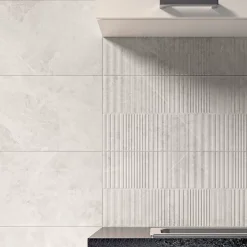 Ecoceramic Faïence murale effet marbre gris brillant décor texturé L.60 x l.30 cm x ép.7 mm, Celena