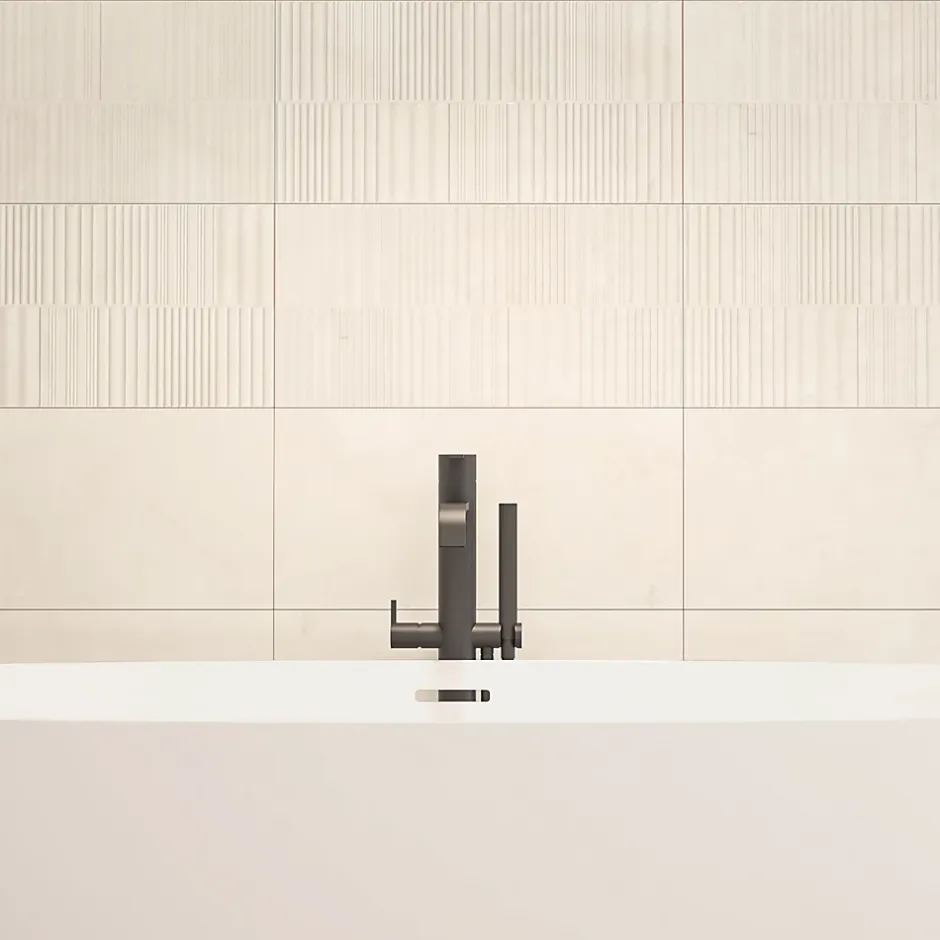 Ecoceramic Faïence murale effet marbre beige brillant L.60 x l.30 cm x ép.7 mm, Santorini