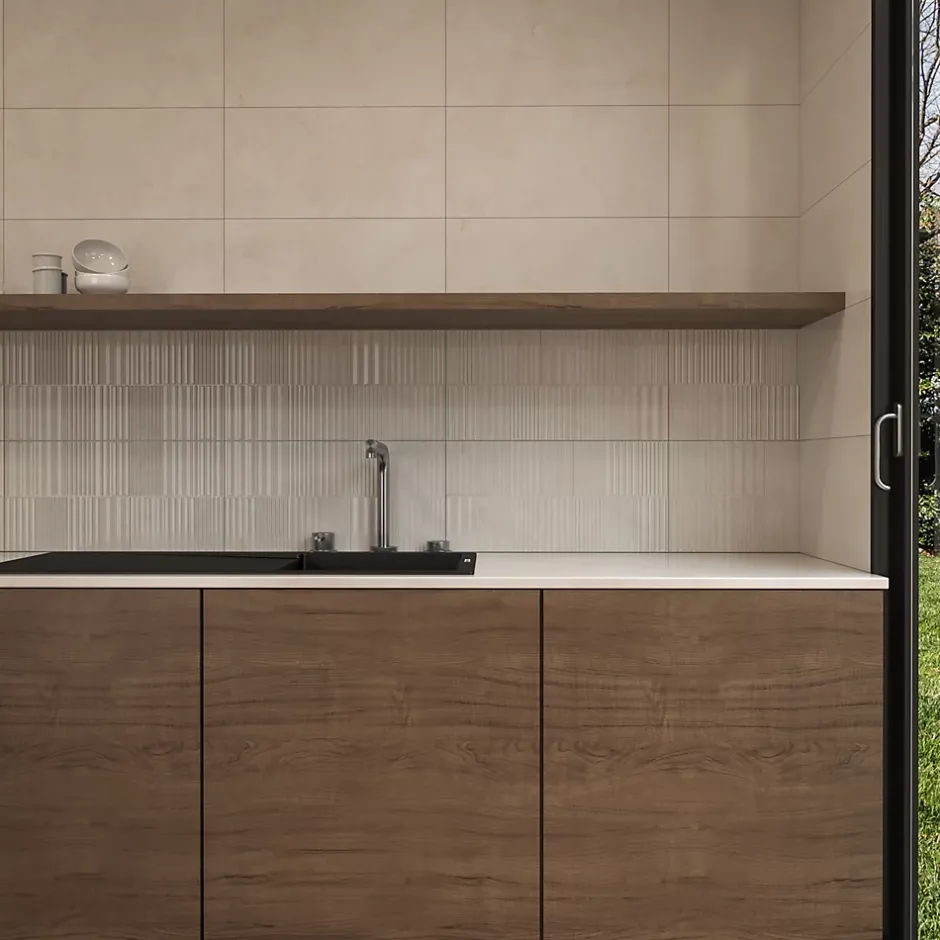 Ecoceramic Faïence murale effet marbre beige brillant L.60 x l.30 cm x ép.7 mm, Santorini