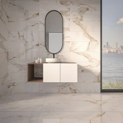 Ecoceramic Faïence murale effet marbre blanc mat L.90 x l.30 cm x ép.8,7 mm, Aster