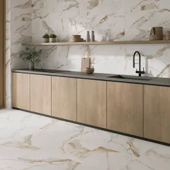 Ecoceramic Faïence murale effet marbre blanc mat L.90 x l.30 cm x ép.8,7 mm, Aster