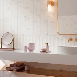 Faïence murale effet marbre calacatta blanc satin L.30 x l.7 cm, Minerra-