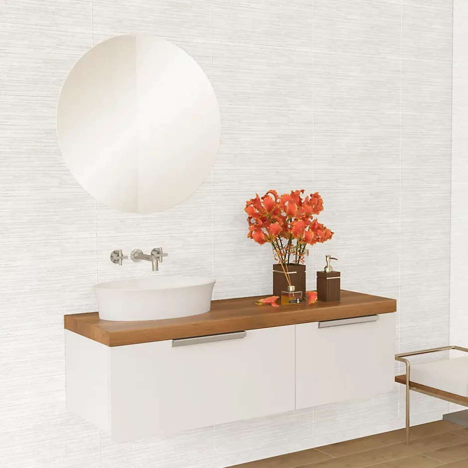 Faïence murale effet pierre texturée blanc mat L.60 x l.30 cm x ép.9 mm, Urano-Azulejos Benadresa Sale