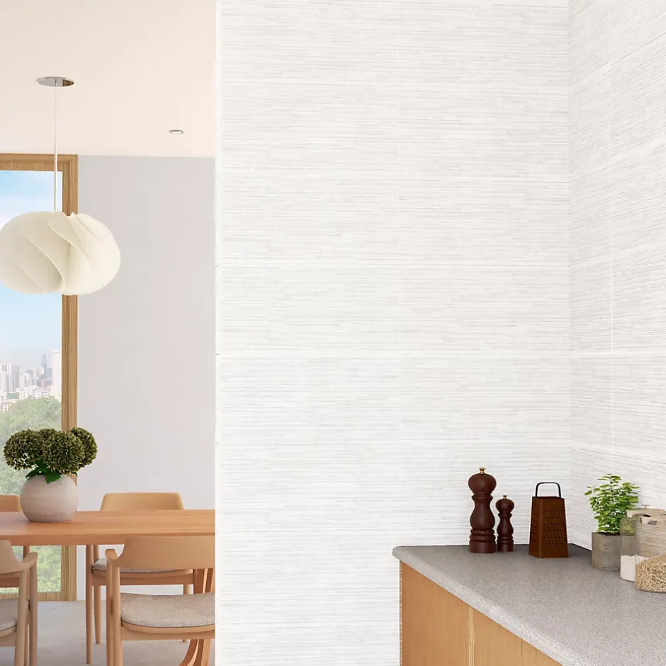 Faïence murale effet pierre texturée blanc mat L.60 x l.30 cm x ép.9 mm, Urano-Azulejos Benadresa Sale