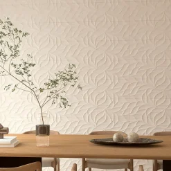 Azulejos Benadresa Faïence murale effet pierre beige mat décor feuille L.90 x l.30 cm x ép.10,5 mm, Avenue