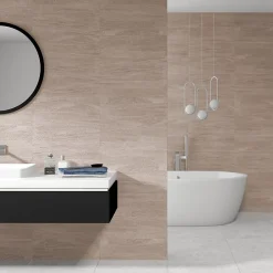 Faïence murale effet pierre beige mat L.60 x l.20 cm x ép.9,5 mm, Althea-Ecoceramic Discount