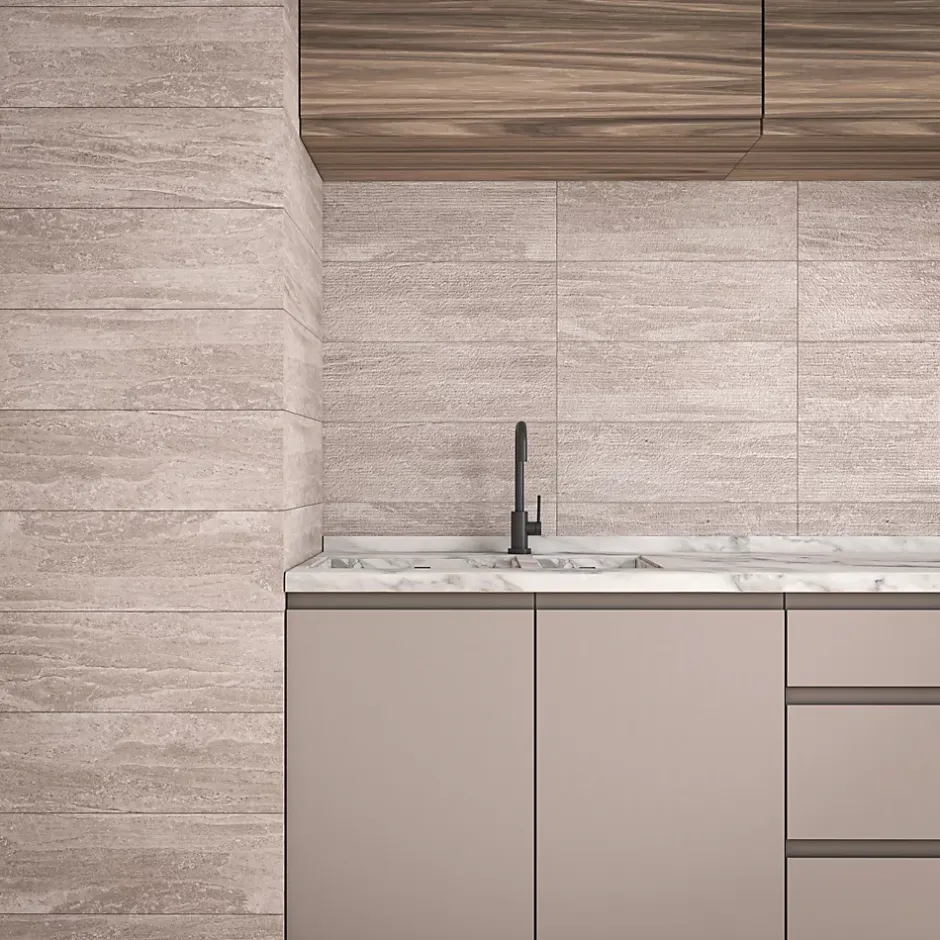 Faïence murale effet pierre beige mat L.60 x l.20 cm x ép.9,5 mm, Althea-Ecoceramic Discount