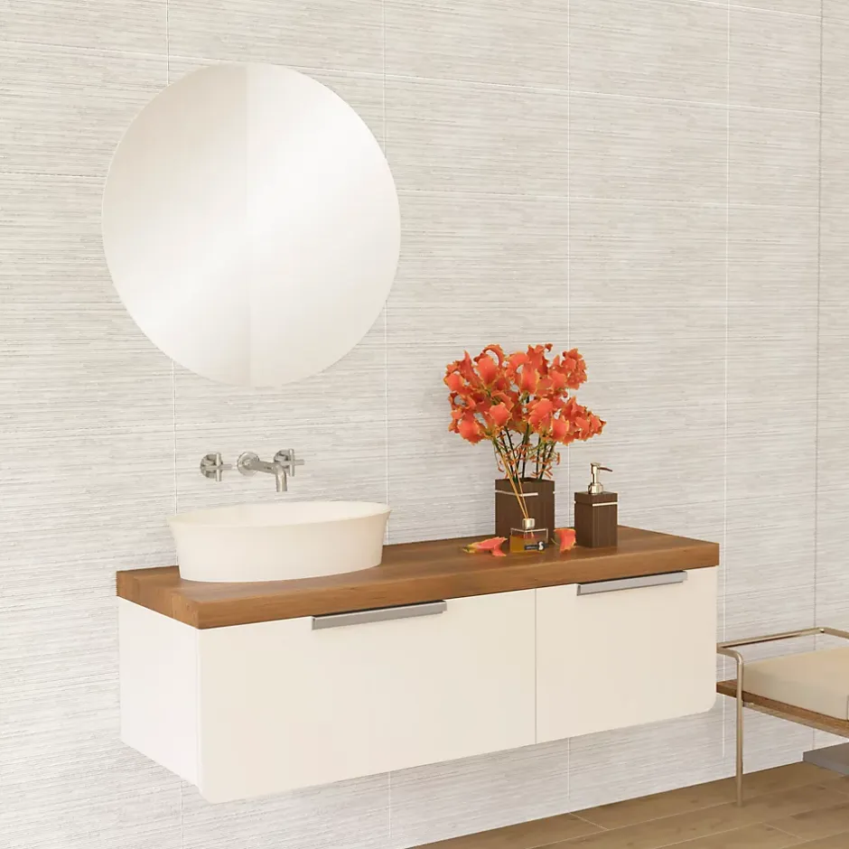 Azulejos Benadresa Faïence murale effet pierre gris mat décor texturé L.60 x l.30 cm x ép.9 mm, Urano