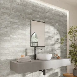 Alaplana Faïence murale en terre cuite effet pierre gris décor mat L.60 x l.30 cm x ép.8,5 mm, Nor