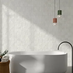 Alaplana Faïence murale en terre cuite effet béton décor blanc mat L.60 x l.30 cm x ép.8,5 mm, Taris