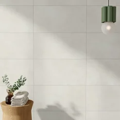 Alaplana Faïence murale en terre cuite effet béton blanc mat L.60 x l.30 cm x ép.8,5 mm, Taris