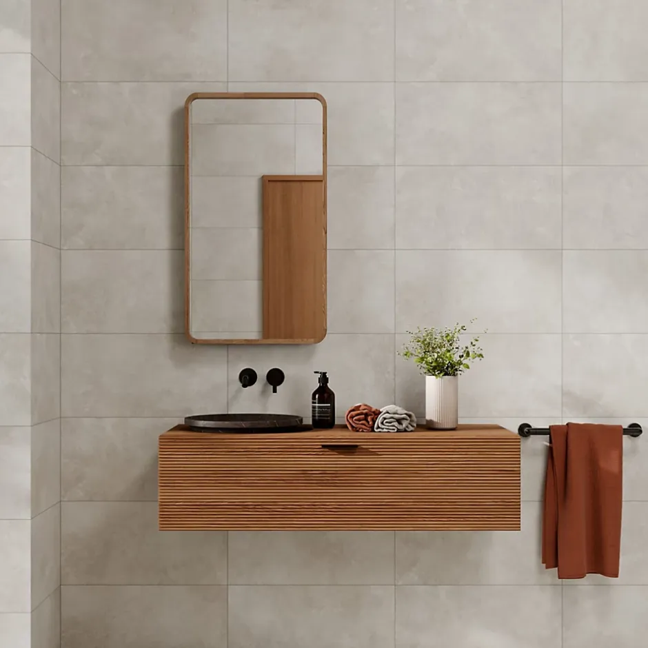 Alaplana Faïence murale en terre cuite effet béton gris mat L.60 x l.30 cm x ép.8,5 mm, Taris