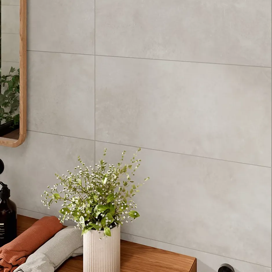 Alaplana Faïence murale en terre cuite effet béton gris mat L.60 x l.30 cm x ép.8,5 mm, Taris