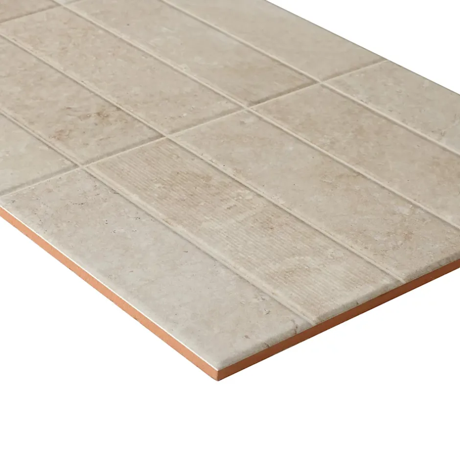 Alaplana Faïence murale en terre cuite effet pierre décor beige mat L.60 x l.30 cm x ép.8,5 mm, Nor