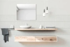 Faïence murale intérieur blanc mat effet cannelures L.90 x l.30 cm x ép.10,8 mm, Astor- Best