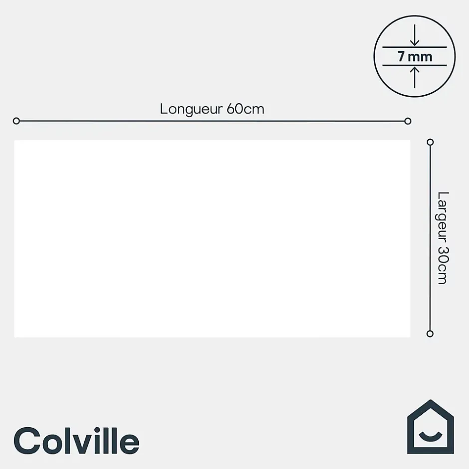 Faïence murale intérieur blanc brillant L.60 x l.30 cm x ép.7 mm, Colville-GoodHome Hot
