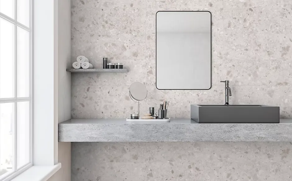 Faïence murale intérieur effet pierre ivoire mat L.75 x l.25 cm x ép.9 mm, GeoTech-Mykonos