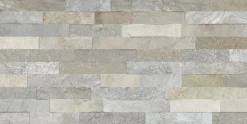 Faïence murale intérieur effet pierre tons gris décor 3D L.60 x l.30 cm x ép.8,2 mm, Quartz 3D