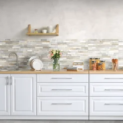 Faïence murale intérieur effet pierre tons gris décor 3D L.60 x l.30 cm x ép.8,2 mm, Quartz 3D