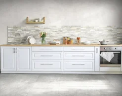 Faïence murale intérieur effet pierre tons gris décor 3D L.60 x l.30 cm x ép.8,2 mm, Quartz 3D