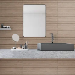 Faïence murale intérieur effet bois mat décor lamelles L.90 x l.30 cm x ép.10,8 mm, Bois 3D