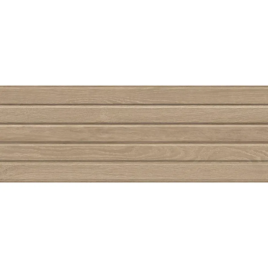 Faïence murale intérieur effet bois mat décor lamelles L.90 x l.30 cm x ép.10,8 mm, Bois 3D
