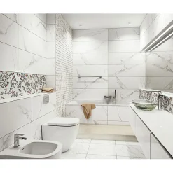 Faïence murale intérieur effet marbre blanc mat L.60 x l.30 cm x ép.8,4 mm, Pune-