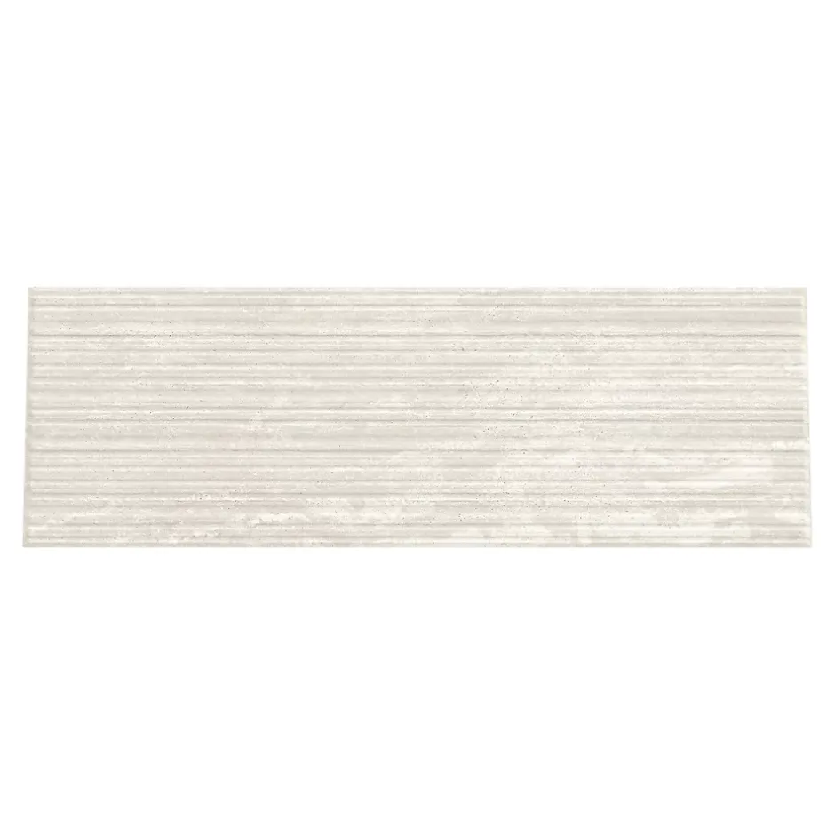 Faïence murale ivoire mat décor fines cannelures L.60 x l.20 cm x ép.9,4 mm, Soft Travertin-GoodHome Discount
