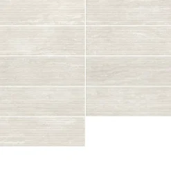 Faïence murale ivoire mat décor fines cannelures L.60 x l.20 cm x ép.9,4 mm, Soft Travertin-GoodHome Discount