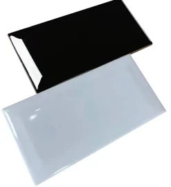 Elyssa Ceramic Faïence murale métro noir brillant L.15 x l.7,5 cm x ép.7,2 mm