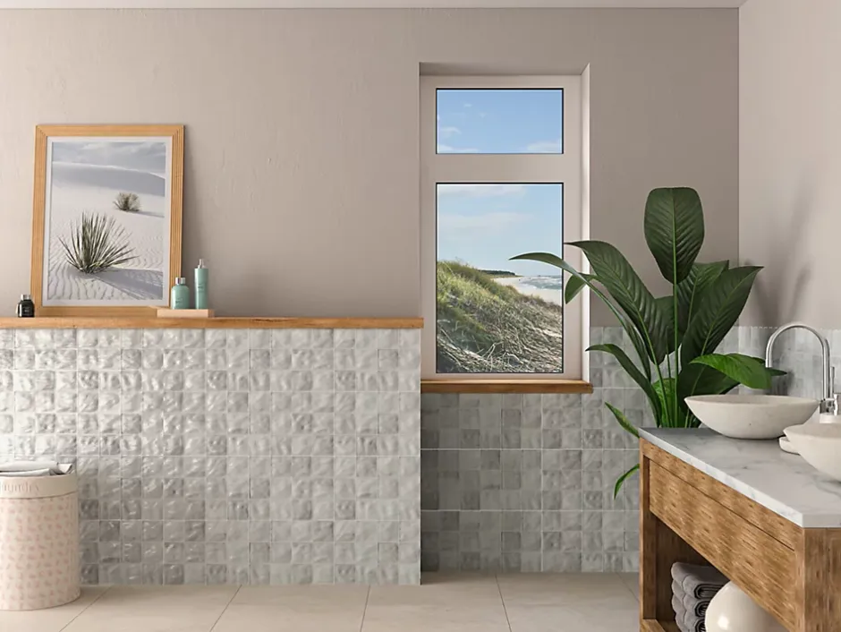 Faïence murale Soul square gris 32 x 60 cm