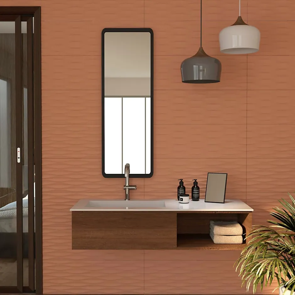 Faïence murale terre cuite mat décor 3D L.90 x l.30 cm x ép.10,5 mm, Aspen-Etile Sale