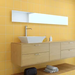 Faïence murale unie jaune moutarde satin L.20 x l.20 cm, Monocolor