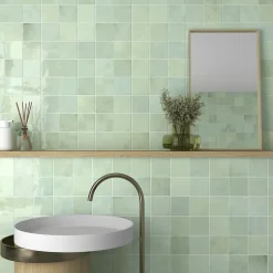 Equipe Ceramica Faïence murale unie vert d'eau brillant L.10 x l.10 cm x ép.8 mm, Twist